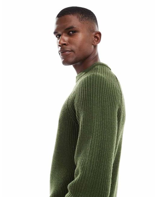 New Look Green Fisherman Knit Jumper for men