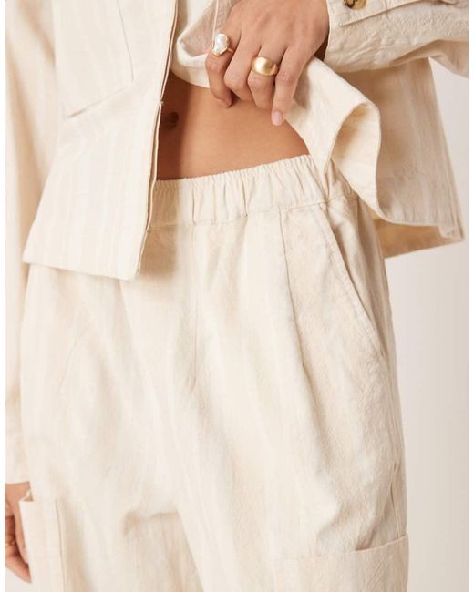ASOS Natural Cotton Barrel Leg Trousers With Utility Pockets Co-Ord