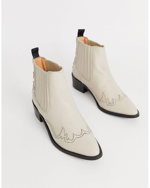 SELECTED Femme Cream Cowboy Boots in Natural | Lyst Australia