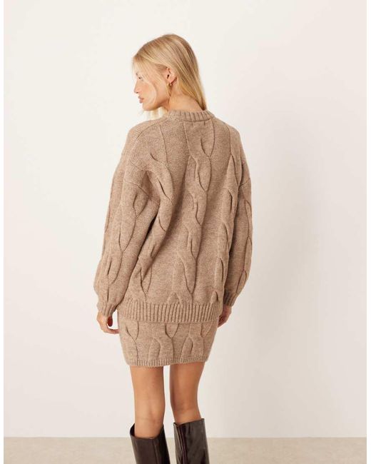 Pretty Lavish Brown Cable Knit Jumper Co-Ord