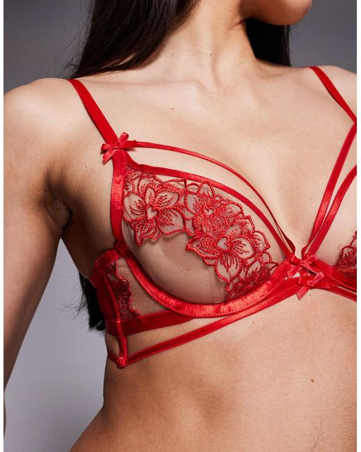 Ann Summers Red Floral Affair Non Padded Plunge Bra