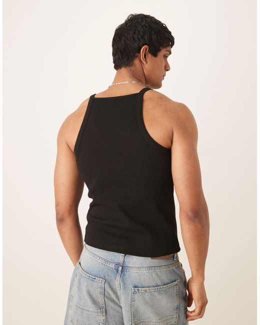 ASOS Blue Muscle Fit Rib Vest for men