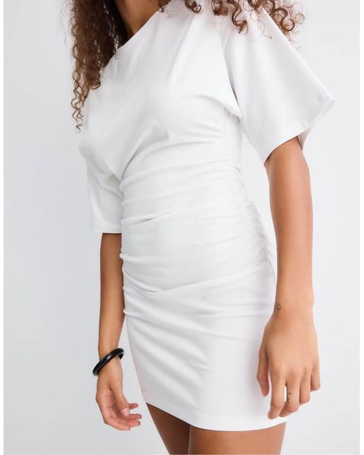 Stradivarius White Short T-shirt Dress