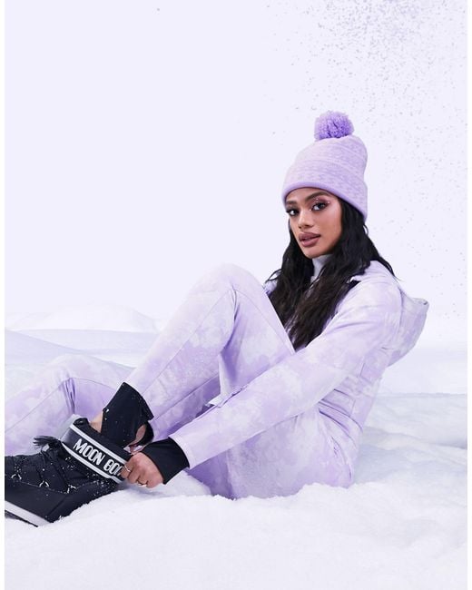 ASOS 4505 White Ski Belted Suit With Skinny Leg And Hood-multi