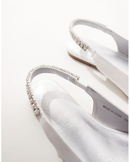 London Rebel White Bridal Embellished Flat Shoes