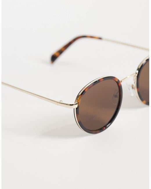 Mango Brown Round Sunglasses