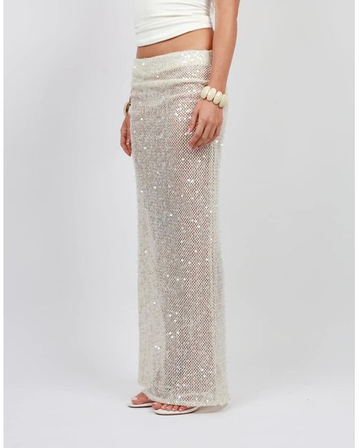 SIMMI White Sequin Maxi Beach Skirt