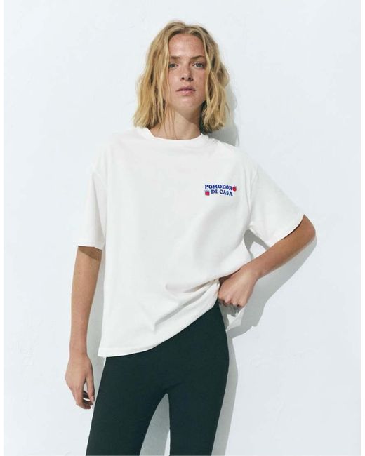 Pull&Bear White Pomodoro Graphic T-shirt