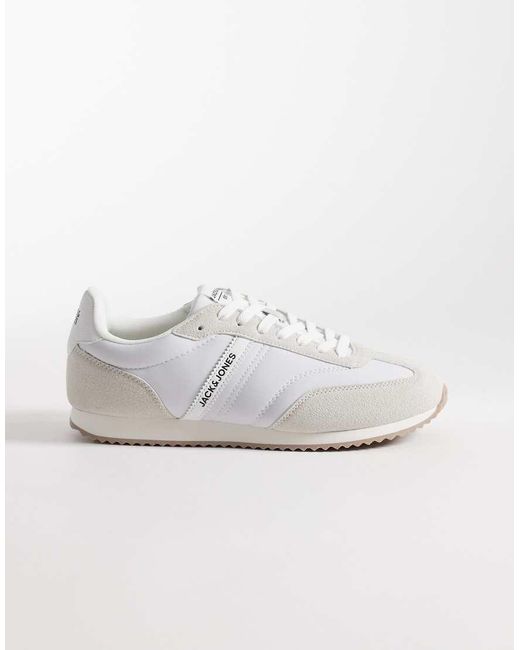 Jack & Jones White Faux Suede And Nylon Runner Trainers for men