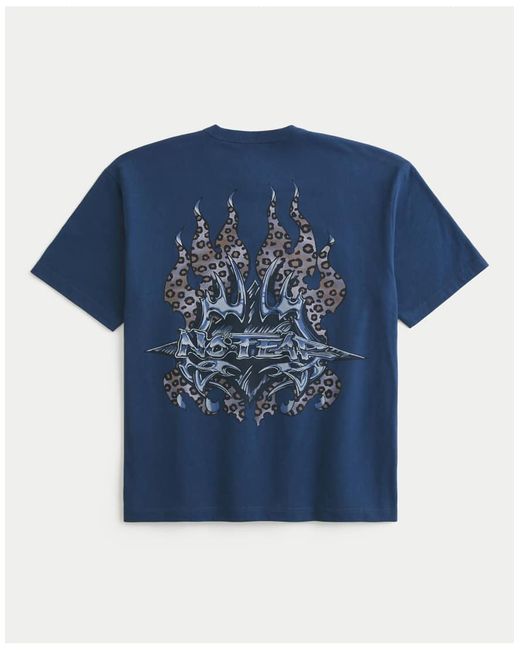 Hollister Blue Boxy Heavyweight No Fear Graphic Tee for men
