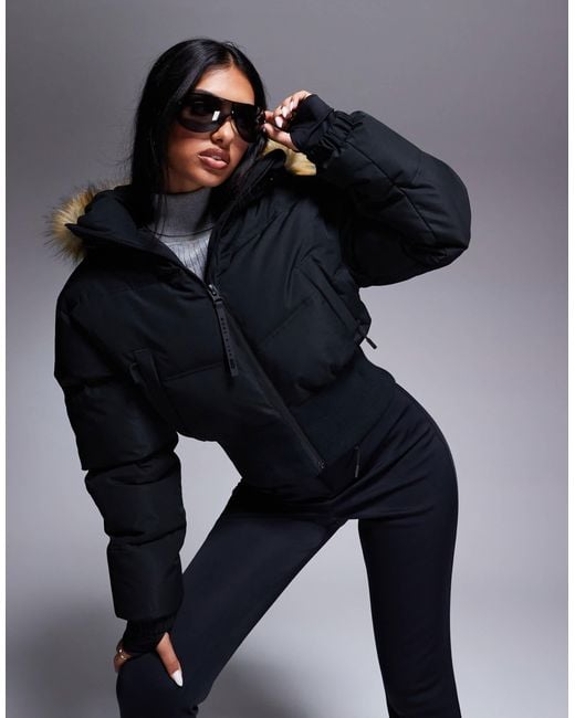 ASOS 4505 Ski & Snow Blue 4505 – ski – isolierte cropped ski-bomberjacke