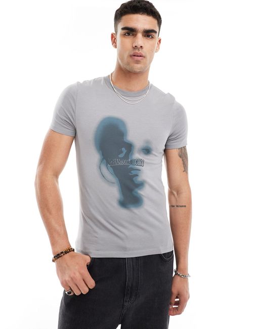 ASOS Gray Muscle Fit T-shirt for men