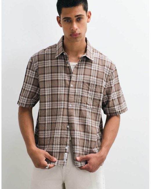 Hollister Brown Boxy Short Sleeve Shirt for men