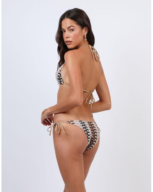 SIMMI Brown Bali Woven Triangle Beaded Bikini Top