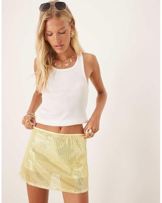 ASOS Natural Sequin Mini Skort