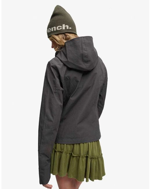 Bench x Superdry & Co Black Hooded Funnel Neck Ripstop Jacket