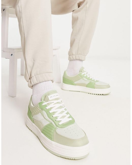 Bershka Lace Up Chunky Trainers in Natural for Men | Lyst