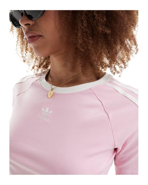 Adidas Originals Pink 3-stripes Baby Cropped T-shirt