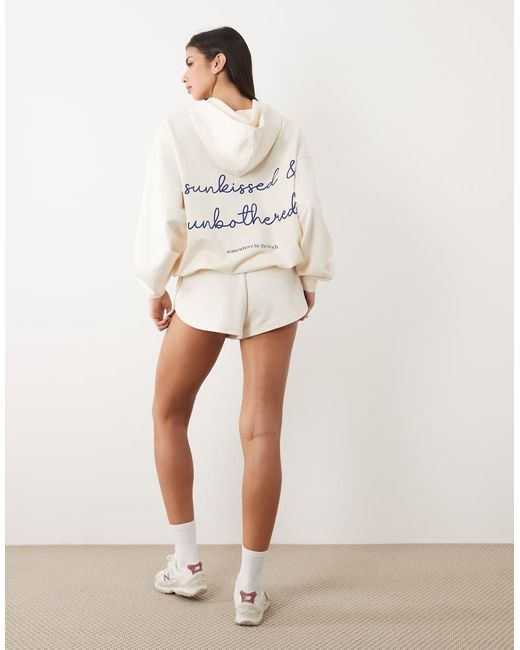 Gina Tricot White Co-ord Blue Back Graphic Hoodie