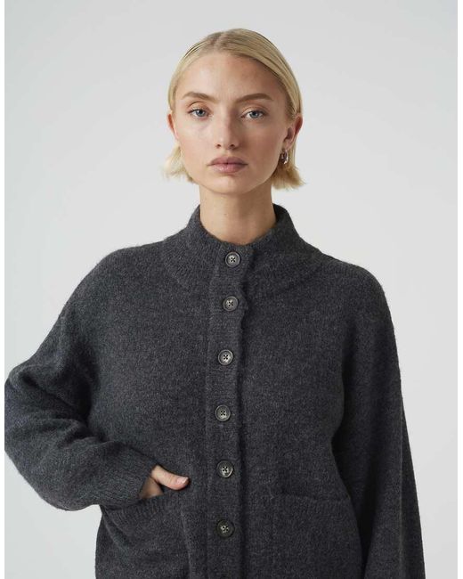 Brave Soul Blue Turtle Neck Knitted Bomber Style Jacket