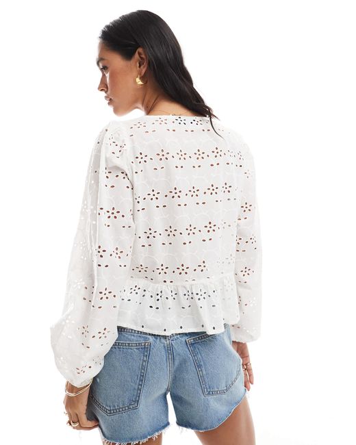 Pieces White – langärmlige bluse