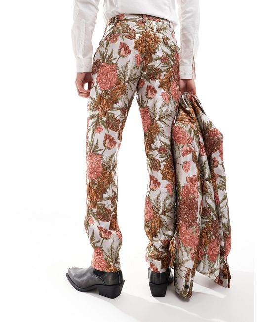 Pantalones es con diseño floral Twisted Tailor de hombre de color White