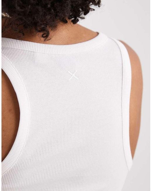 Collusion White Ribbed Racer Singlet
