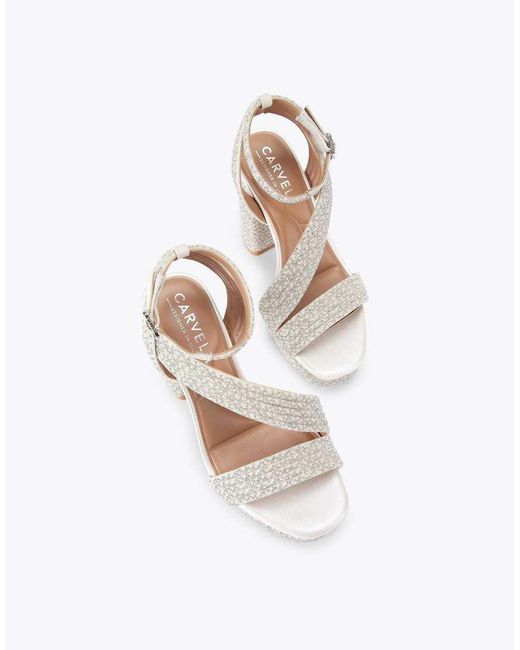 Carvela Kurt Geiger White Gala Platform Jewel Heeled Sandals