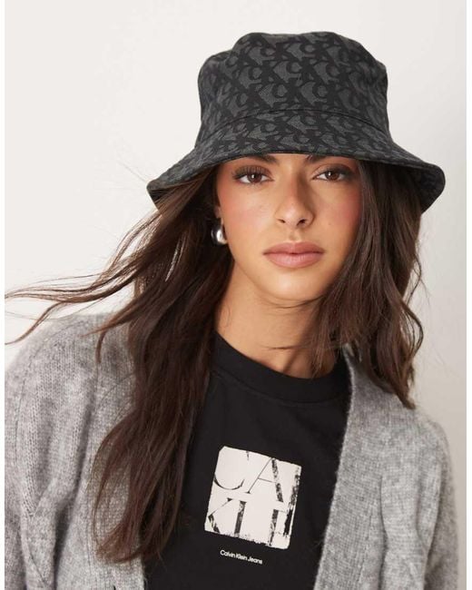 Calvin Klein Gray Monogram Bucket Hat