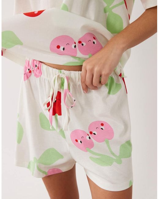 ASOS Multicolor Oversized Tee And Shorts Pyjama Set With