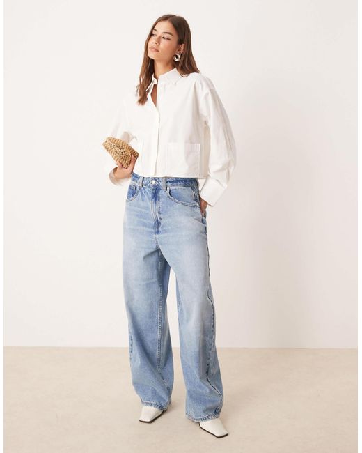 Y.A.S White Premium Cropped Shirt With Pocket Details