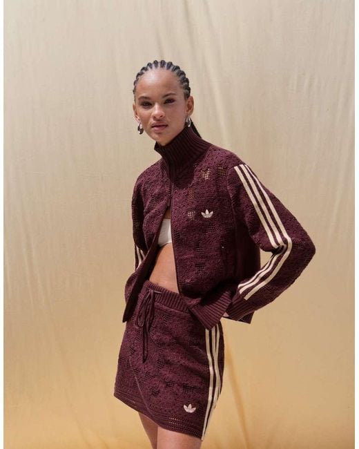 Minifalda De Punto De Croché De Originals X Asos Adidas de color Brown