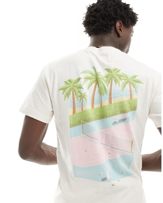Abercrombie & Fitch White Malibu Beach Tennis Club Front And Back Print Relaxed Fit T-shirt for men
