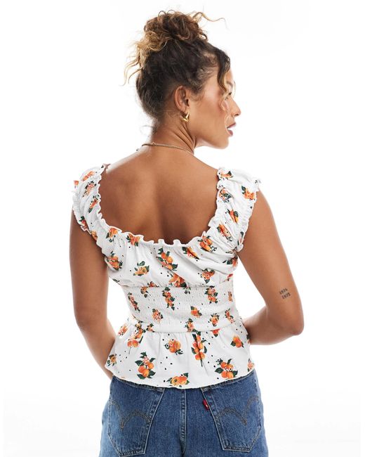 ASOS White Broderie Button Through Milkmaid Top