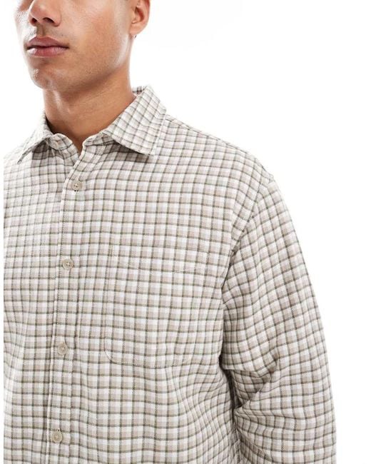 Camisa Beis A Cuadros Con Bajo Recto De -Neutro Jack & Jones de hombre de color Gray