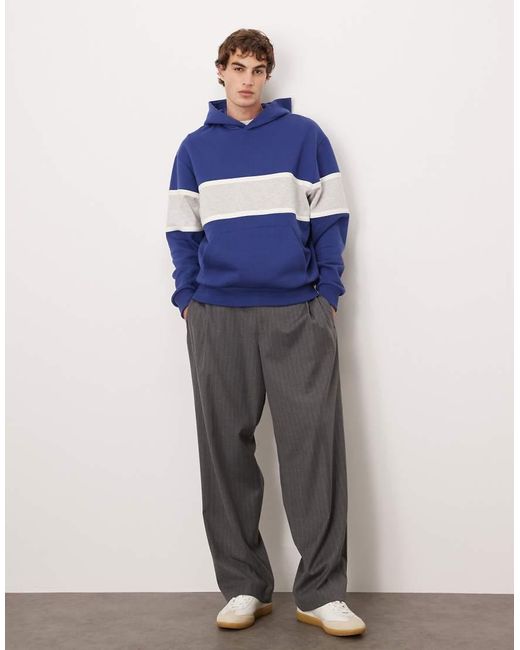 ASOS Blue Relaxed Hoodie With Color Blocking for men