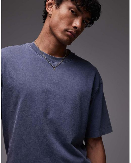 Topman Blue Oversized Fit T-shirt for men