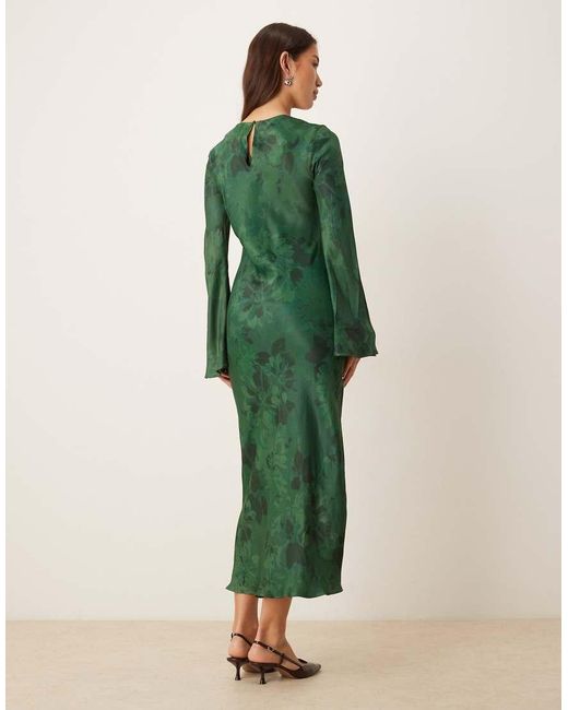 Nobody's Child Green Clarissa Jacquard Floral Bell Sleeve Midi Dress