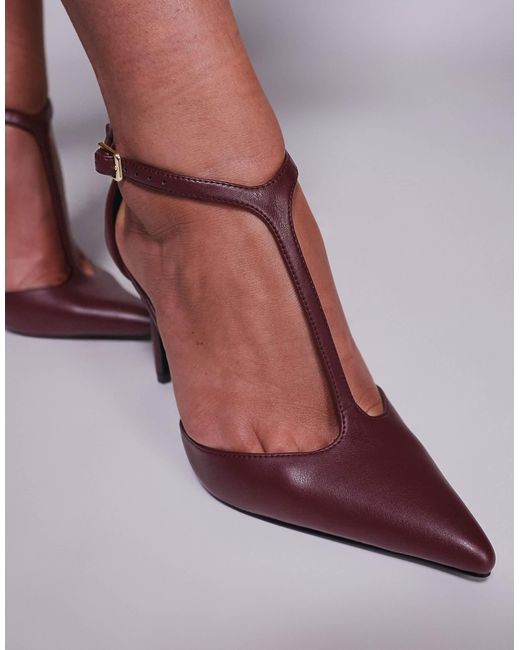 ASOS Red Prime T Bar High Heeled Shoes