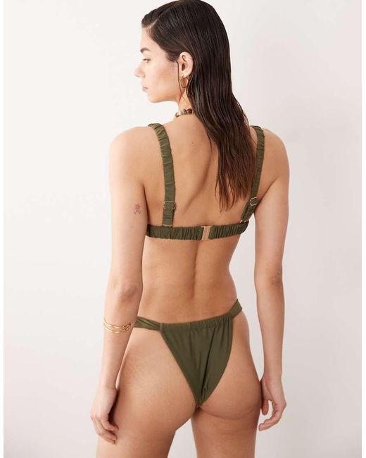 Miss Selfridge Natural Mix And Match Ruched Cup Bikini Top