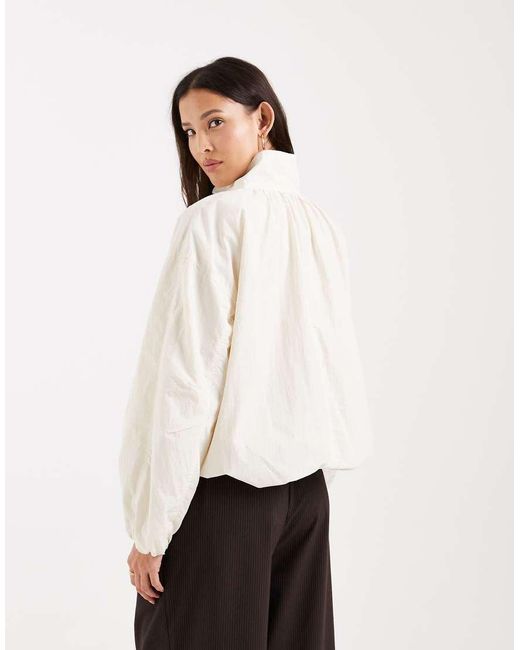 ASOS White Oversized Bubble Hem Track Jacket