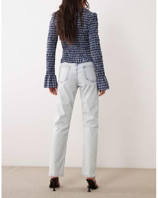 ASOS Blue High Waisted Slim Straight Jeans