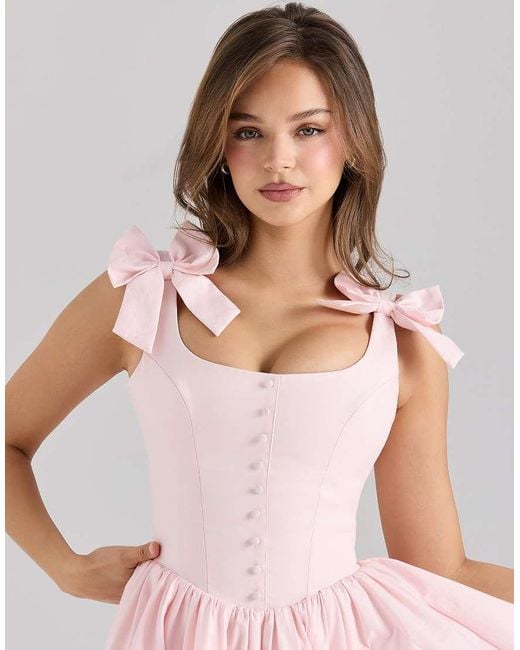 House Of Cb Pink Lyla Stretch Cotton Mini Dress