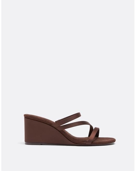 Stradivarius Brown Wedge Platform Heeled Sandals