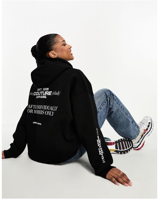 The Couture Club Black Co-ord Oversized Hoodie