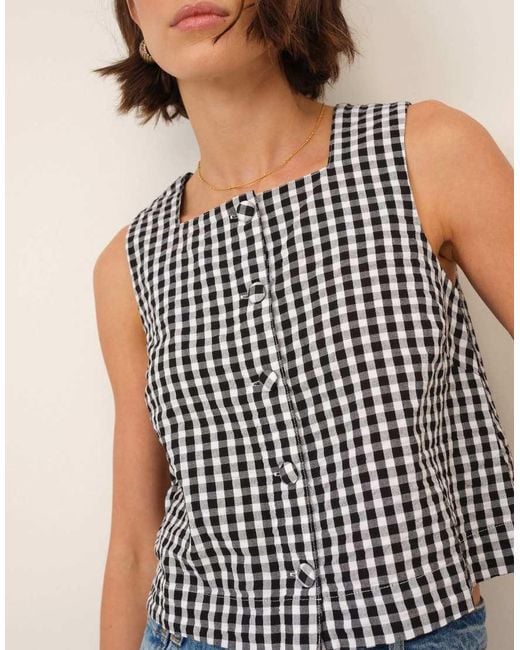 Nobody's Child Black Gingham Button Front Top