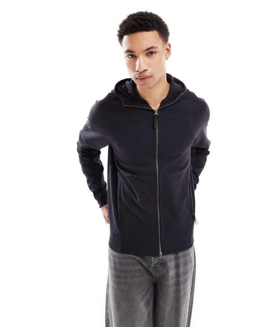 Lyle & Scott Blue Diagonal Interlock Hooded Zip Through for men