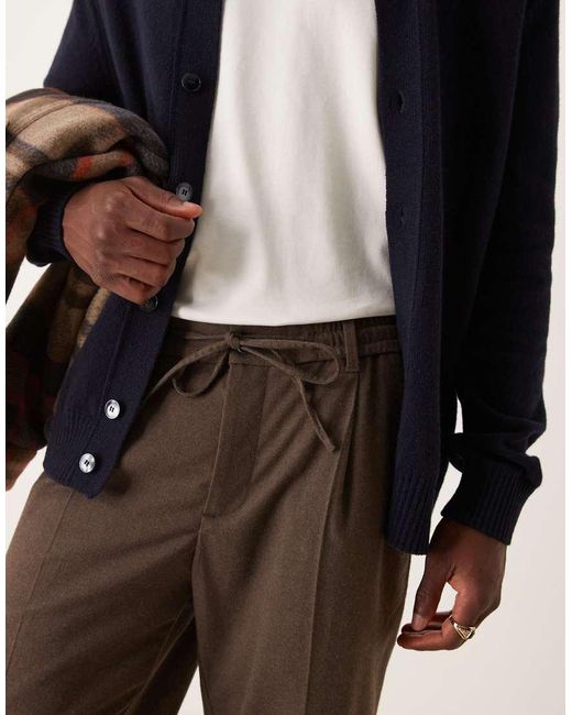Pantalones Marrones De Pernera Recta Y Lazada En La Cintura Con Pinzas De Mango de hombre de color Natural