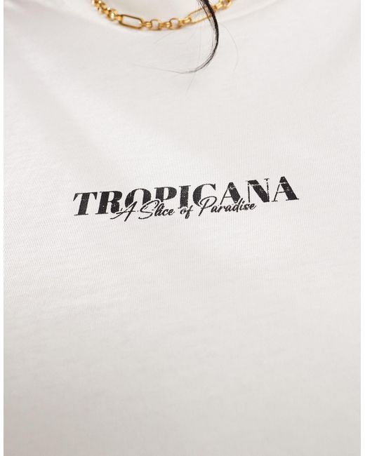 ASOS White Asos Design Curve Boyfriend Fit T-shirt With Tropicana Back Graphic