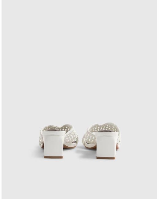 River Island Natural Weave Block Heel Mule Sandals